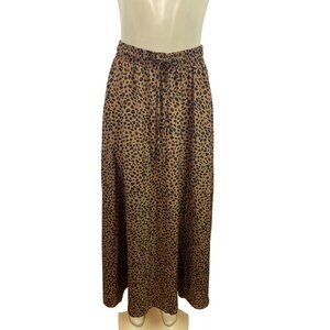 Bluetime Leopard Print Midi Skirt With Elastic Waist & Drawstring Sz M - New